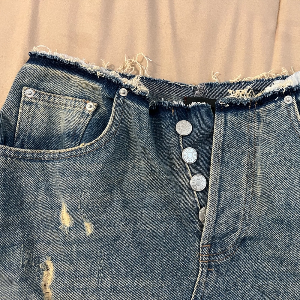 BDG denim skirt with cutoff detail! Size M, never worn!